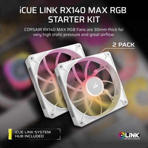 Corsair iCUE LINK RX140 MAX RGB PWM Dual Pack White