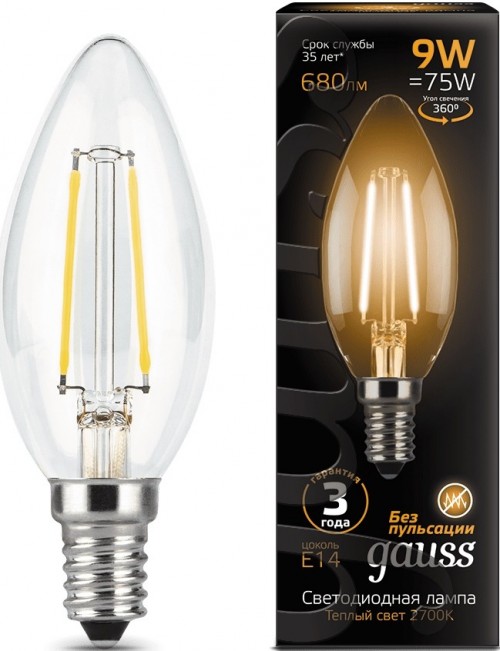 Gauss LED C35 9W 2700K E14 103801109