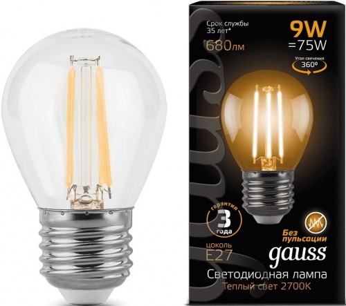 Gauss LED G45 9W 2700K E27 105802109