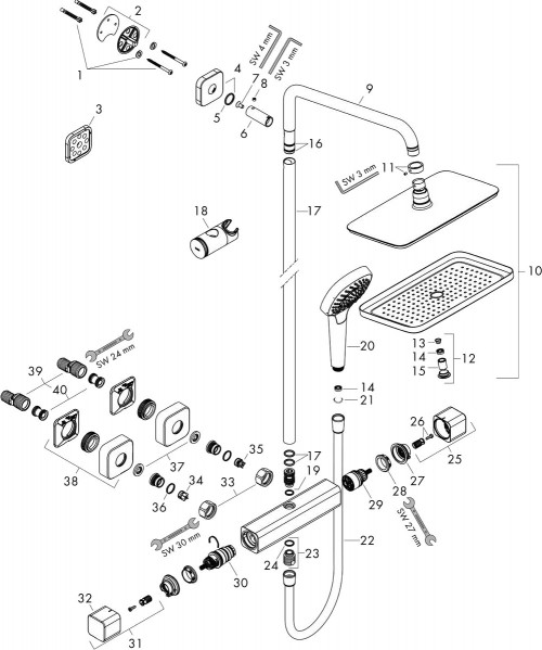 Hansgrohe Croma E Showerpipe 280 EcoSmart 27660000