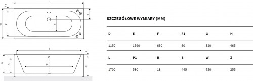 Excellent Oceana Slim 170x75 WAEX.OCE17WHS