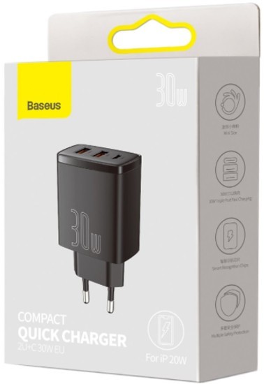 BASEUS Compact Quick Charger 2U+C 30W