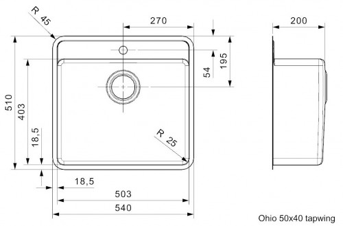 Reginox Ohio 50x40 TapWing R15698