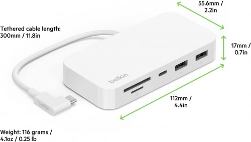 Belkin Connect USB-C 6-in-1 Multiport Hub with Mount