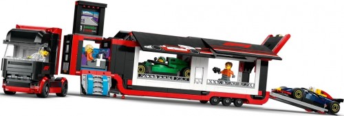 Lego F1 Truck with RB20 and AMR24 F1 Cars 60445