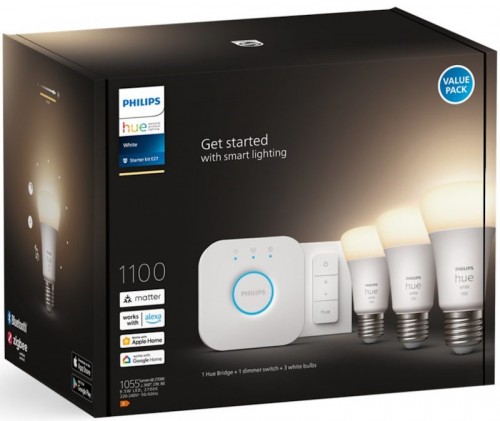 Philips Hue 9.5W E27 3 pcs + Bridge + dimmer switch