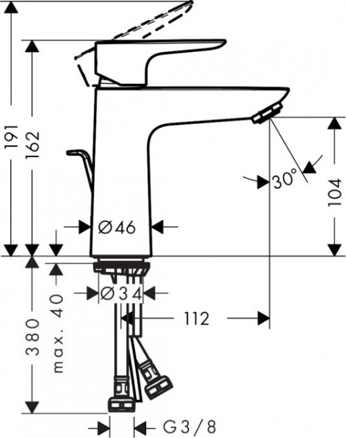 Чертеж с размерами Hansgrohe Talis E 71713