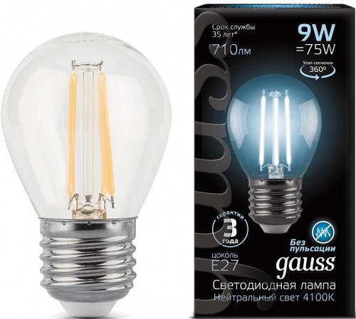 Gauss LED G45 9W 4100K E27 105802209