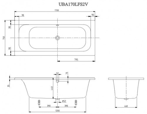 Villeroy & Boch Loop & Friends 170x75 UBA170LFS2V-01