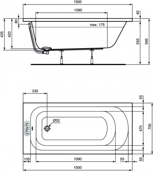 Ideal Standard Simplicity 150x70 W004201