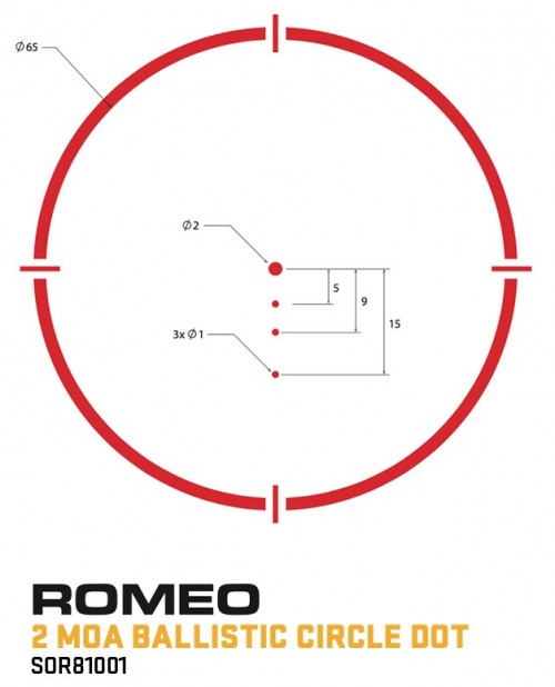 Sig Sauer Romeo 8H 2 MOA Ballistic Circle Dot