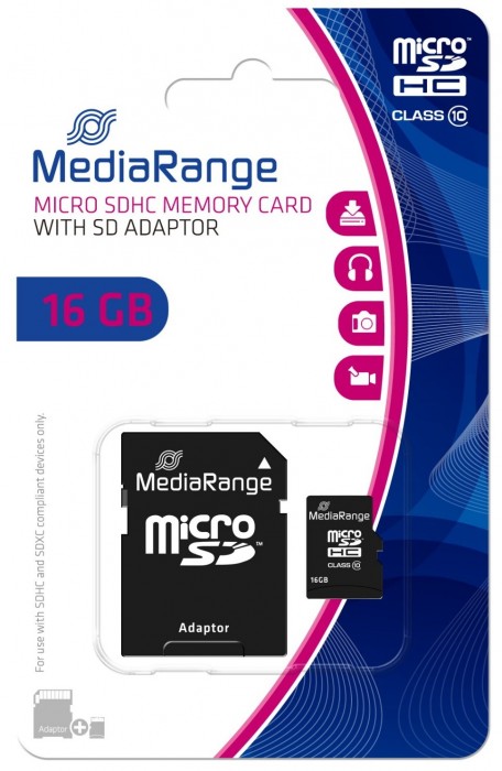 MediaRange microSDHC Class 10 with Adapter 16Gb