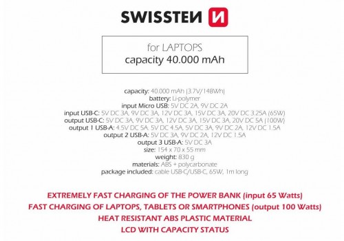 Swissten Power Line 40000