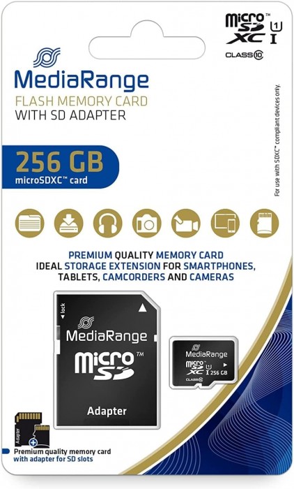 MediaRange microSDXC UHS-I Class 10 with Adapter 256Gb