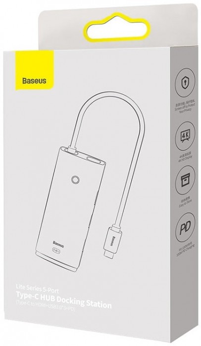 BASEUS Lite Series 5-Port USB-C to HDMI+USB3.0x3+PD