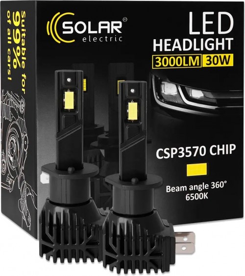 Solar LED H1 6500K 3000Lm 30W 2pcs