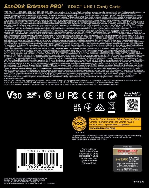 SanDisk Extreme Pro V30 SDXC UHS-I U3 2Tb