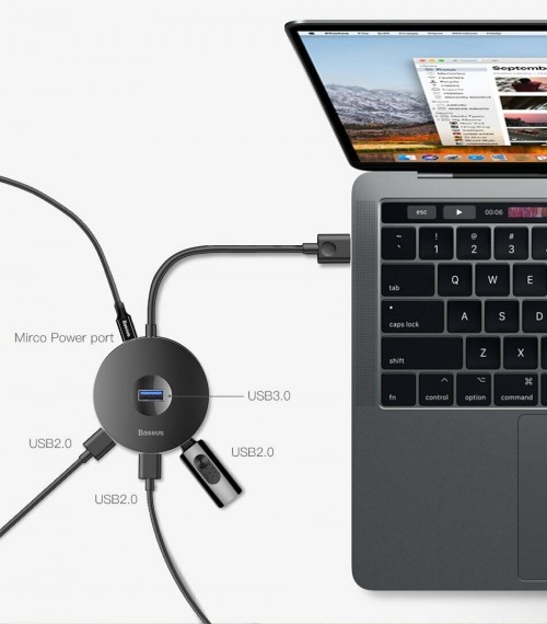 BASEUS Round Box USB-C to USB 3.0 and 2xUSB 2.0