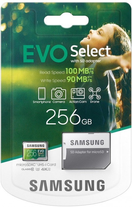 Упаковка Samsung EVO Select microSDXC 256Gb