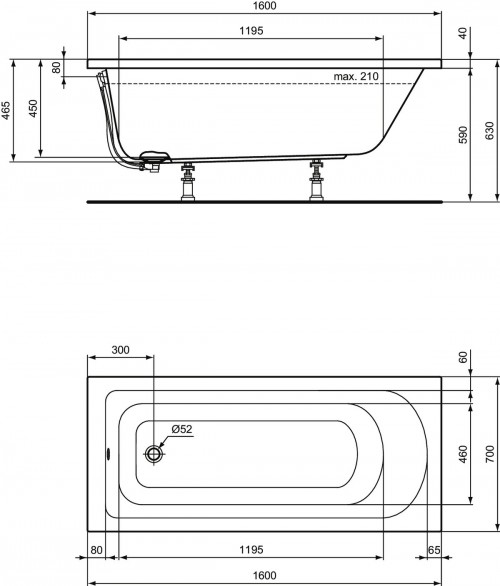 Ideal Standard Hotline New 160x70 K274501