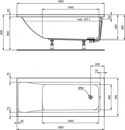 Ideal Standard Connect Air 160x70 T361501