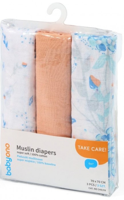 BabyOno Muslin Super Soft Underpads 70x70 / 3 pcs