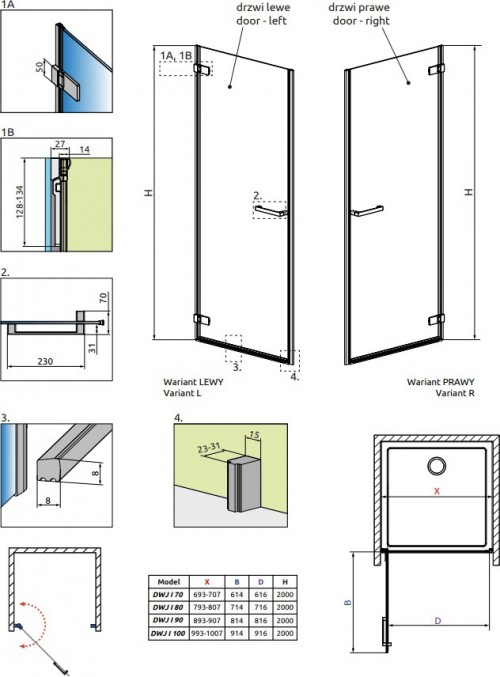 Radaway Arta DWJ I 70 386070-03-01R