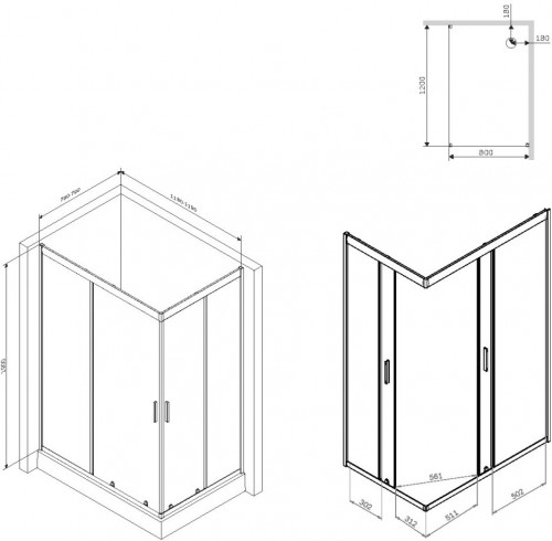 AM-PM Gem Square Slide 120 W90UG-404-120280-MT