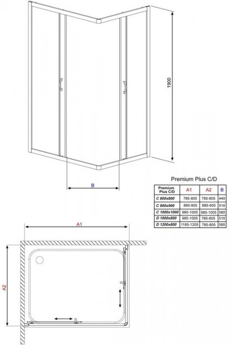 Radaway Premium Plus D 75x90