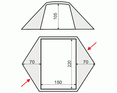 Схематическое изображение туристической палатки Stream 2
