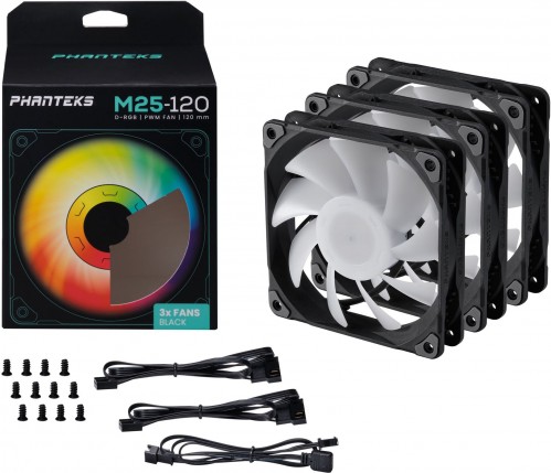 Phanteks M25 PWM D-RGB 120mm Black Fan 3 Pack