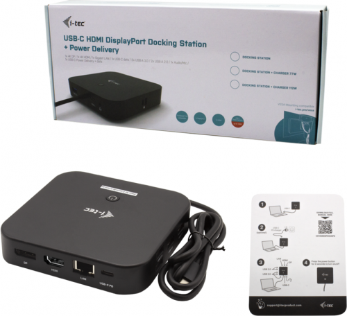 i-Tec USB-C HDMI DP Docking Station with Power Delivery 100