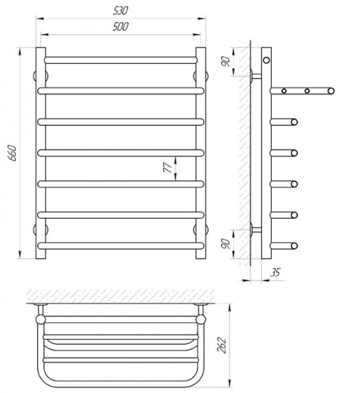 Чертеж с размерами LARIS Standart Shelf E 530x660/7