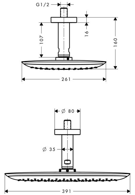 Чертеж с размерами Hansgrohe PuraVida 27390