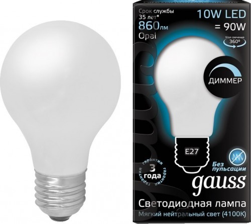 Gauss LED A60 10W 4100K E27 102202210-D