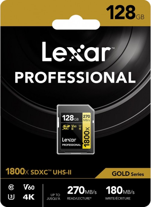 Упаковка Lexar Professional 1800x UHS-II SDXC 128Gb