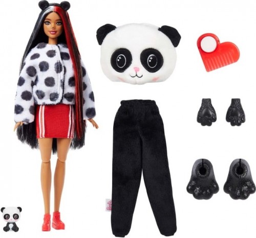 Barbie Cutie Reveal Doll with Panda Plush Costume and 10 Sur