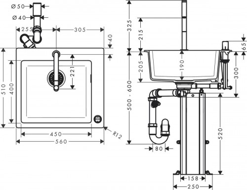 Hansgrohe Sink combi unit 450 43217000