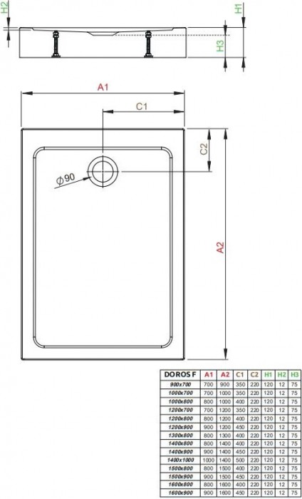 Radaway Doros F Compact SDRFP1080