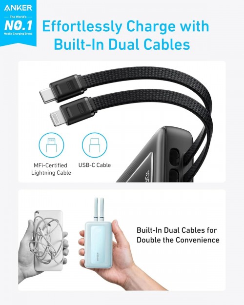 ANKER Zolo 10000 Built-In USB-C+Lightning Cable