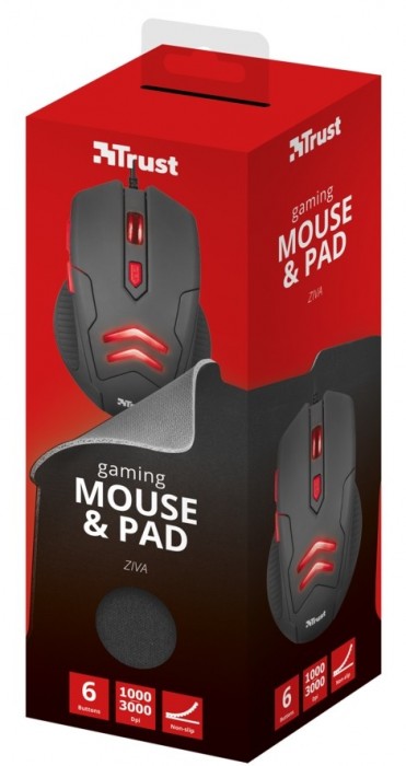 Trust Ziva Gaming Mouse with Mouse Pad