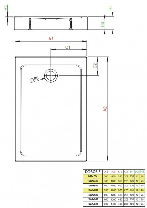 Radaway Doros F Compact SDRFP1270-05