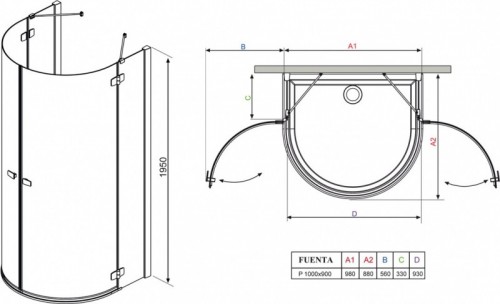 Radaway Fuenta P 100x90