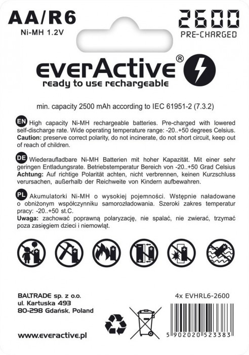 everActive Professional Line 4xAA 2600 mAh