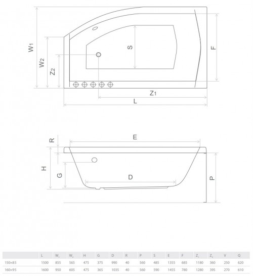 Radaway Sitera 150x85 WA1-32-150×085P