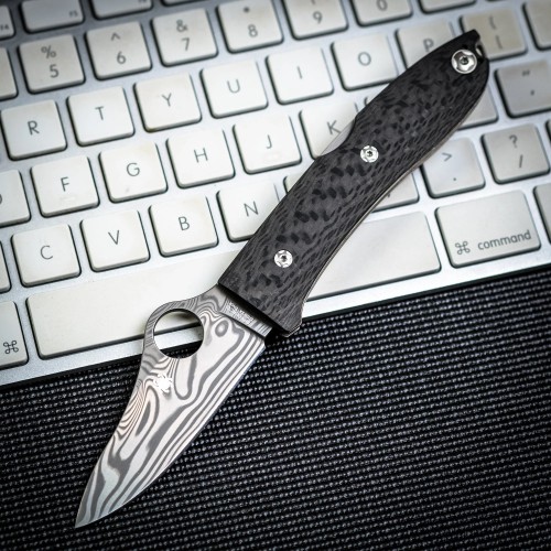 Spyderco Spyopera Carbon Damascus