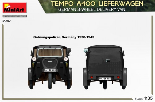 MiniArt Tempo A400 Lieferwagen German 3-Wheel Delivery Van (