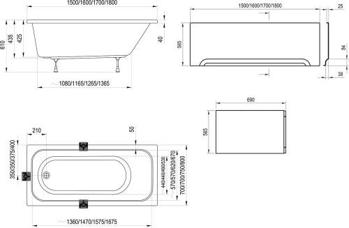 Ravak Chrome 180x80 CE21000000