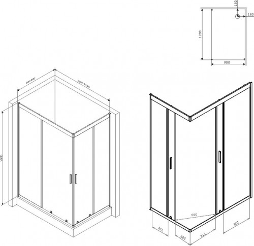 AM-PM Gem Square Slide 120 W90UG-404-120290-MT