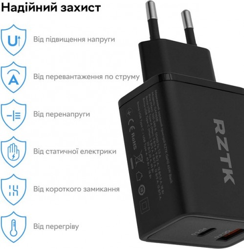 RZTK GaN2 65W USB-A + USB-C